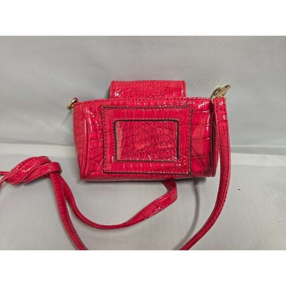Anne Klein Red Croc-Embossed Leather Crossbody Bag With Gold Hardware - Picture 2 of 8